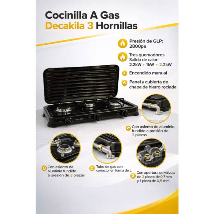Cocina a Gas 2 Hornillas Decakila